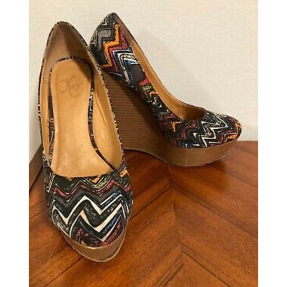 Retro Fabric Women’s Wedge Multicolored ZigZag